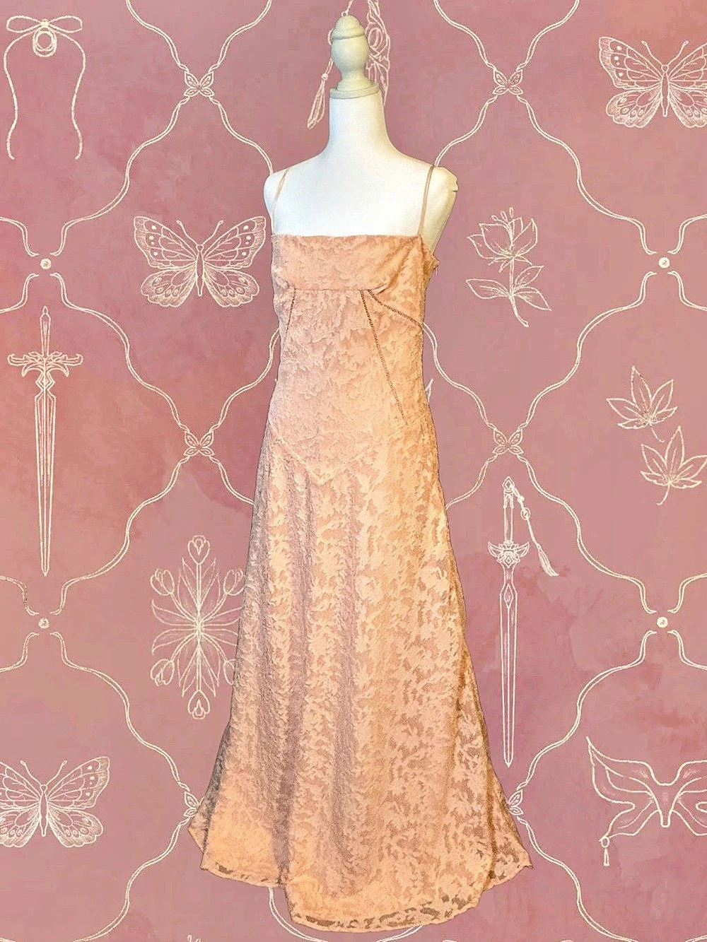 Peach Drop Waist Gown